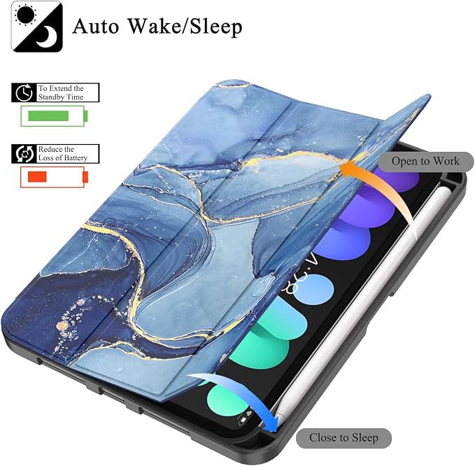 Soke Case for iPad mini (A17 Pro) 7th/ 6th Generation (Book Wine) | Built-in Apple Pencil Slot fit iPad Mini 2024 and 2021 8.3 inch Auto Sleep/Wake
