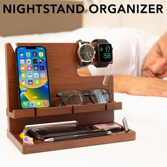 Greta Oto Wooden Personalized Docking Station gift for men Fathers Day Gift Personalized Gifts