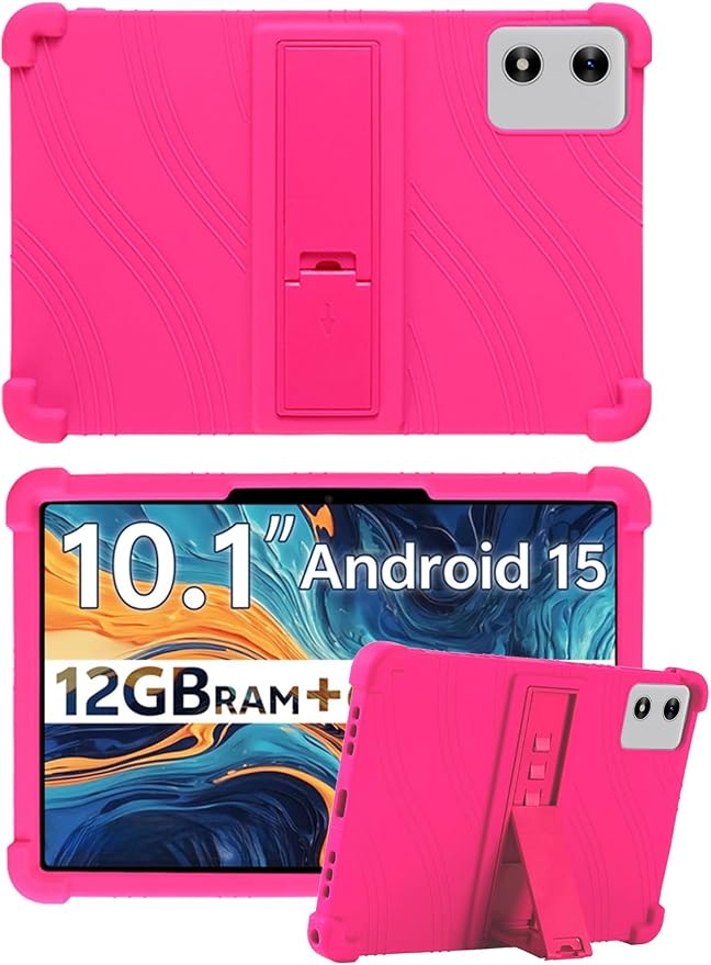 10 Case for SVITOO Tab 10/P10/PL001 Android 15 Tablet (Black) | Soft Silicone Kids Friendly Protective Cover with Adjustable Stand Drop-Proof