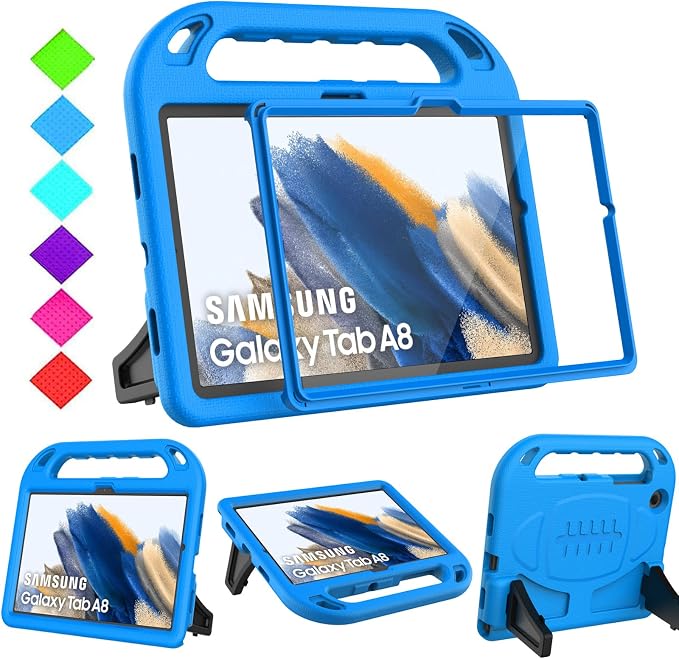 BMOUO Kids Case for Samsung Galaxy Tab A8 10.5 Inch 2022 (SM-X200/X205/X207) - with Screen Protector Shockproof Galaxy Tab A8 10.5 Tablet Case Blue