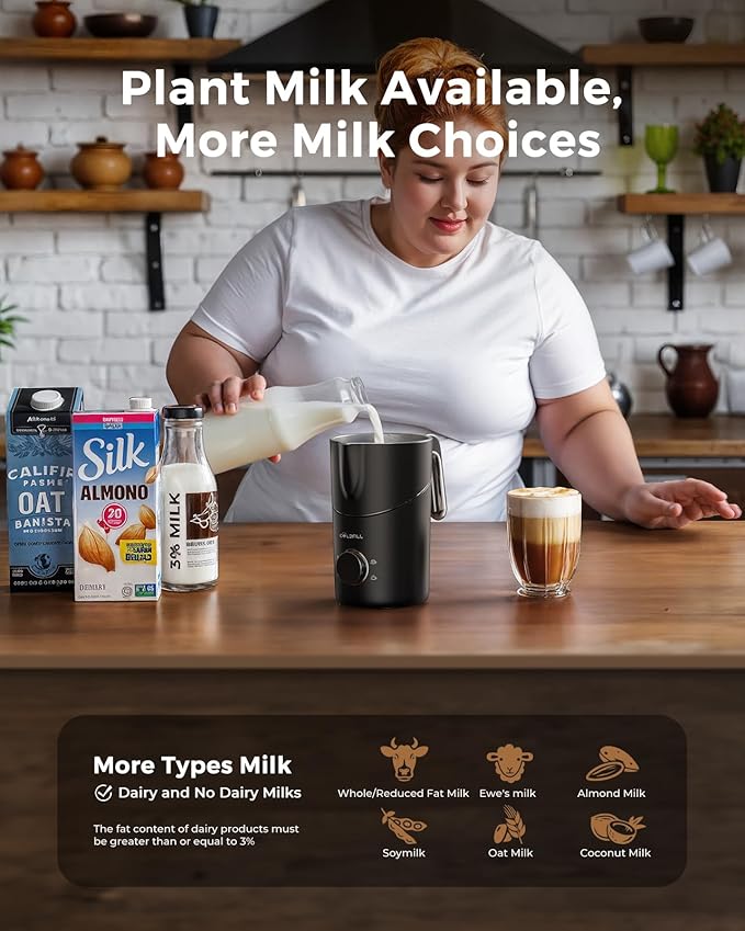 COLDFILL Milk Frother and Steamer, Electric Milk Frother for Coffee, 13.5oz/400mL Large Capacity Automatic Warm and Cold Foam Maker
