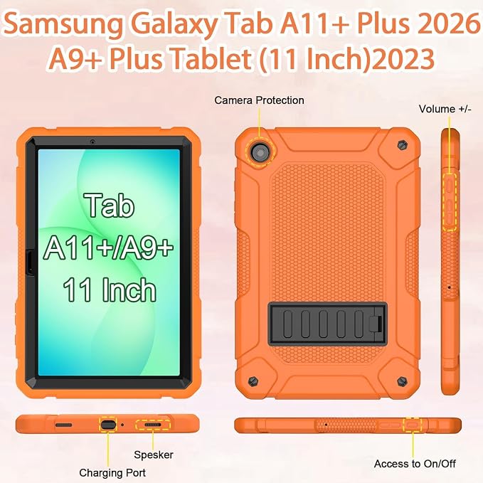 BMOUO Case for Samsung Galaxy Tab A11+ Plus/A9+ Plus 11 Inch 2026/2024 Heavy Duty Shockproof Rugged High Impact Protective Galaxy Tab A11 Plus/A9 Plus Case Black