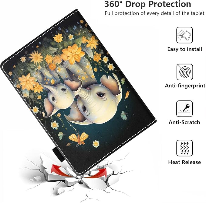 Case for Amazon Kindle Fire HD 10 Tablet 10.1 (9th/7th Generation 2019/2017 Release) - PU Leather Folio Case with Smart Auto Wake/Sleep African American Girl