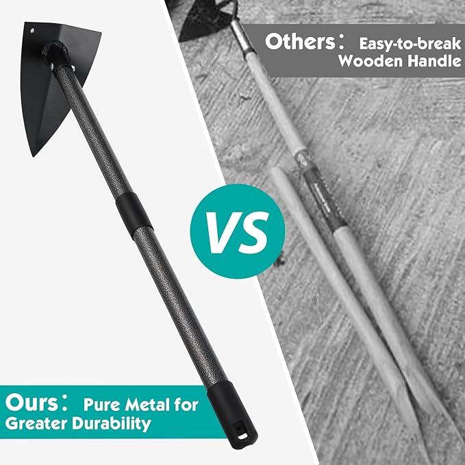Hoe Garden Tool,Triangle Gardening Hoe with Sharp Blade for Digging,Weeding,Cutting and Loosing Soil,72 Inch Adjustable Length Metal Handle…