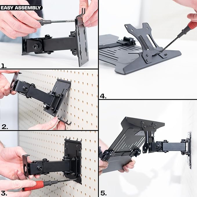 VIVO Pegboard Compatible 10 to 15.6 inch Laptop Mount Holder, Adjustable Notebook Tray, MOUNT-PB2L