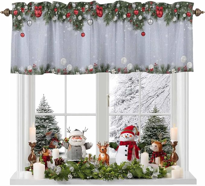 Christmas Curtain Valances for Windows, Kitchen Valance Window Treatment
