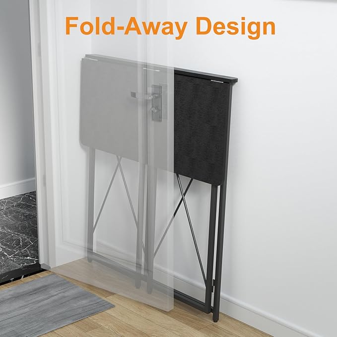39.37" Folding Standing Desk, Small Laptop Stand Up Desk for Sitting or Standing, No Assembly Needed, Portable, Tall Foldable Desk for Home, Office, Small Spaces (Black)