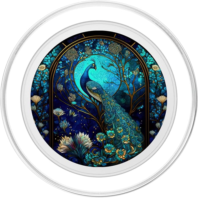 Galaxy Peacock Mysterious Floral Peacock Moon PopSockets Adhesive PopGrip