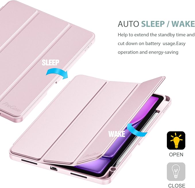 ProCase Smart Case for iPad Air 11-inch M4/M3/M2 &amp Air 10.9 5th/4th Gen | Hard Back Cover with Auto Sleep/Wake Slim Lightweight Case for iPad Air 11 2026/25/24 &amp 10.9 2022/2020-Aqua