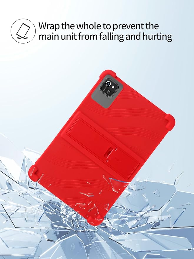 for kelankeke K10 Android 10-Inch TabletUYRUREL Skin-Friendly Soft Silicone Protective CaseFull Protection Against Drops and Scratcheswith Adjustable Viewing StandBlack.