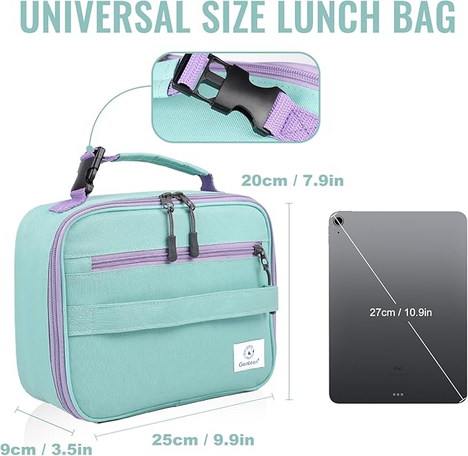 Genteen Lunch Box Kids,Insulated Lunch Bag Kids Boys Girls,Soft Bag Mini Cooler Back to School Thermal Meal Tote Kit Lunch Box for School,Work,Outdoor (Light Green)