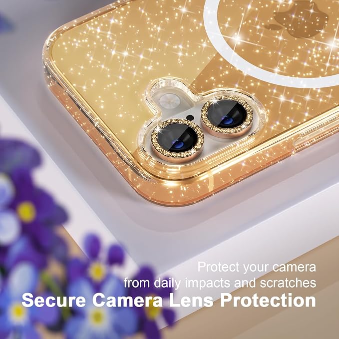 Choiche for iPhone 15 Pro Max Case Compatible with MagSafe Glitter Black | Women Girly Cute Glitter Sparkly Magnetic Phone Case with Diamond Camera Lens Protectors Military-Grade Drop Protection 6.7