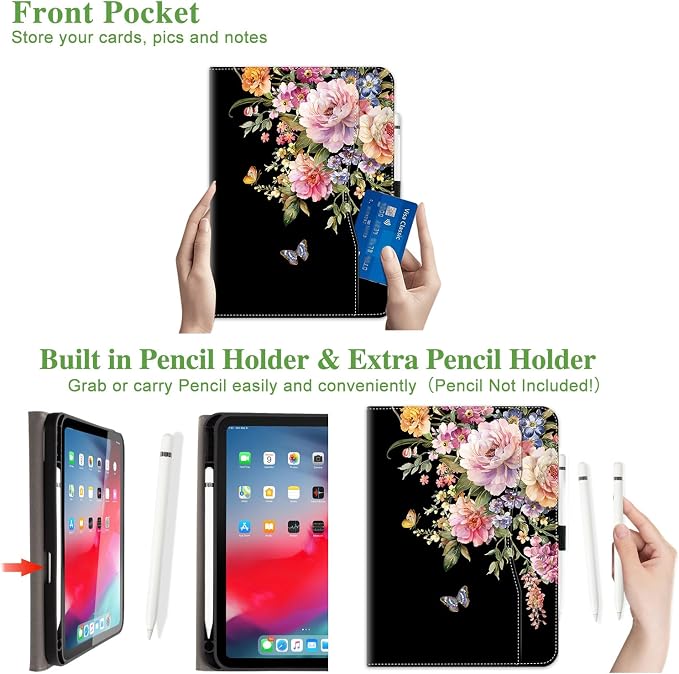 Vimorco for iPad 9th/8th/7th Generation Case 10.2-inch Pencil Holder/Pocket | for iPad Air 3rd Generation Case 10.5-inch for iPad Pro 10.5 Inch Cases Hand Strap Adjustable Angle Beach Path Scenery