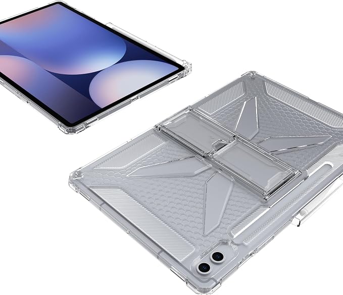 Clear Case for Samsung Galaxy Tab A11 8.7 2025 with Pencil Holder/Kickstand Soft TPU with Reinforced Corners‌ Shockproof Impact Resistant - Clear