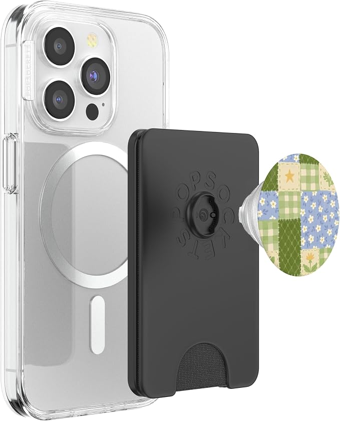 Green Blue Patchwork Floral Pattern PopSockets Adhesive PopGrip