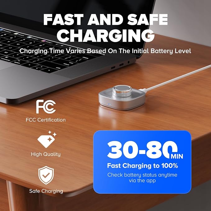 Ring Chager Compatible with Ou-ra Ring4 Fast Charge for Ou-ra Ring Gen 4 of Size 8 Charging Dock with USB-C Cable