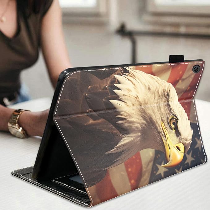Case for Amazon Kindle Fire HD 10 Tablet 10.1 (9th/7th Generation 2019/2017 Release) Slim Folding Stand Folio Cover with Card Slot &amp Auto Wake/Sleep - African American Girl