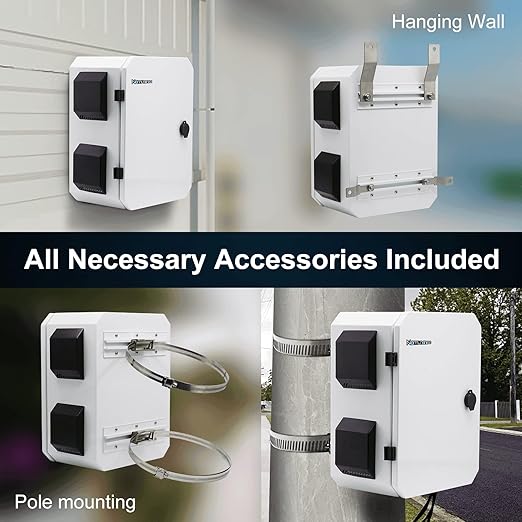 Outdoor Electrical Box, Cold-Rolled Steel Plate, Aluminum Alloy Back Beam, One-Piece Ventilation Design, IP65 Waterproof, Wall/Pole Mounted (15.7" x 11.8" x 7.9")