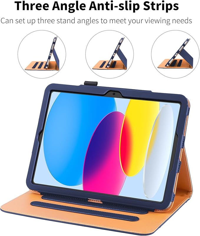 PU Leather Case for iPad A16 11th Gen 11 Inch for iPad 10th Gen CaseBlack | iPad 11/10.9 Inch 2025/2022 Cover with Pencil Holder Multi-Angle Stand Document Pocket and Auto Sleep/Wake