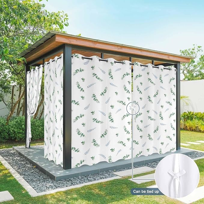 Leaf Outdoor Curtains for Patio Summer Jugal Leaves Pastoral Plant Waterproof