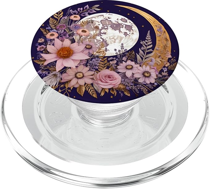 Boho Moon and Wildflowers PopSockets PopGrip for MagSafe