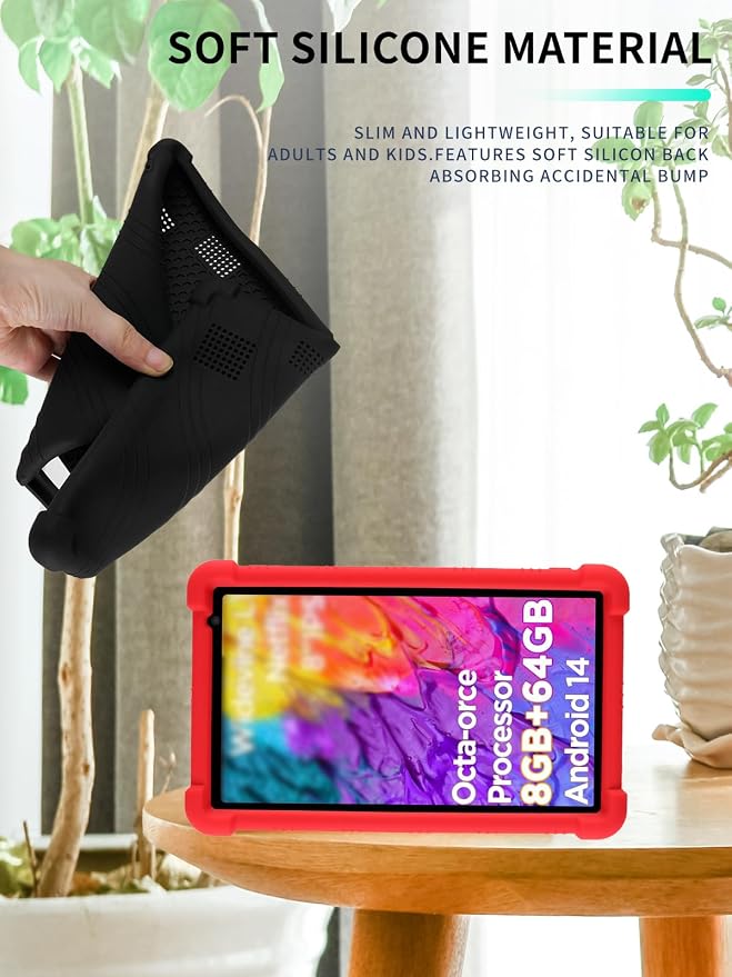 Case for Callsky-Tab Ctab 8 Android Tablet 8 Inch，WUNIAK Shock Proof Lightweight Stand Rubber Shell Protective CoverKids Friendly Soft Silicone Adjustable Stand CoverBlack