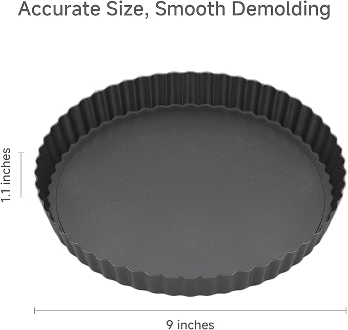 Maclia 8.6" Fluted Non-Stick Carbon Steel Tart Pan with Removable Bottom