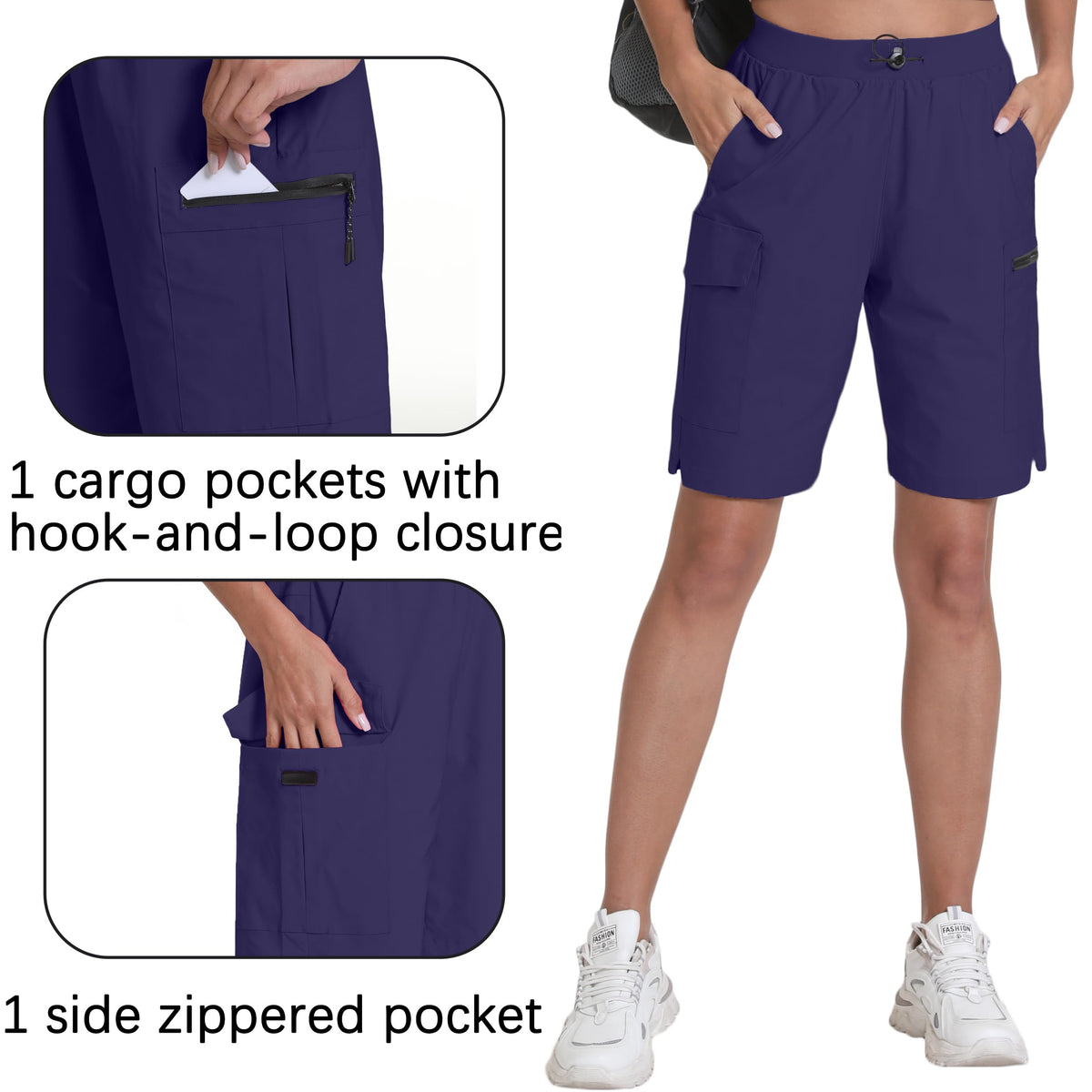 zsenoxaxi Women's Hiking Cargo Shorts Quick Dry Lightweight Shorts for Travel Athletic Golf Casual(Twilight,XL)