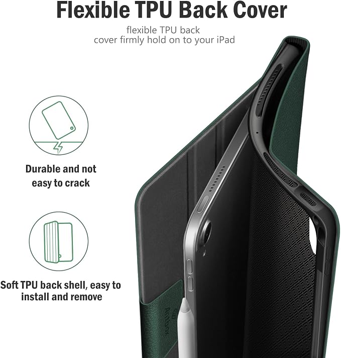 Antbox Case for iPad Air 11-inch M4/M3/M2 (2026/2025/2024) iPad Air 5th/4th Generation 10.9'' Vegan Leather with Pencil Holder Typing Angle Auto Sleep/Wake Muti-Stand (Black)