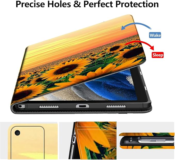 Case for Fire 7 Tablet &amp Fire 7 Kids (12th Gen 2022 Release) - Slim PU Leather Protective Smart Cover with Auto Sleep/Wake &amp Multi-Angle StandBlue Dandelion