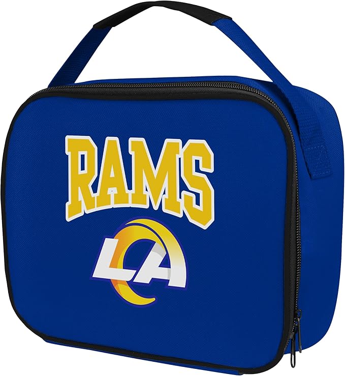 FOCO NFL Unisex-Adult Officially Licensed Wordmark Team Color Big Logo Football Zip Closure 7L Lunch Bag - Los Angeles Rams