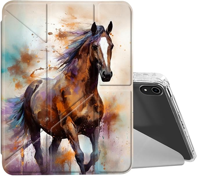 for iPad 10.2 &amp 10.5/iPad 9th/8th/7th Generation 10.2 2021 2020 2019 Case Mutil Angles Folding Y-Shaped Stand Cover with Pencil Holder Auto Wake/SleepAmerican Flag and Cow