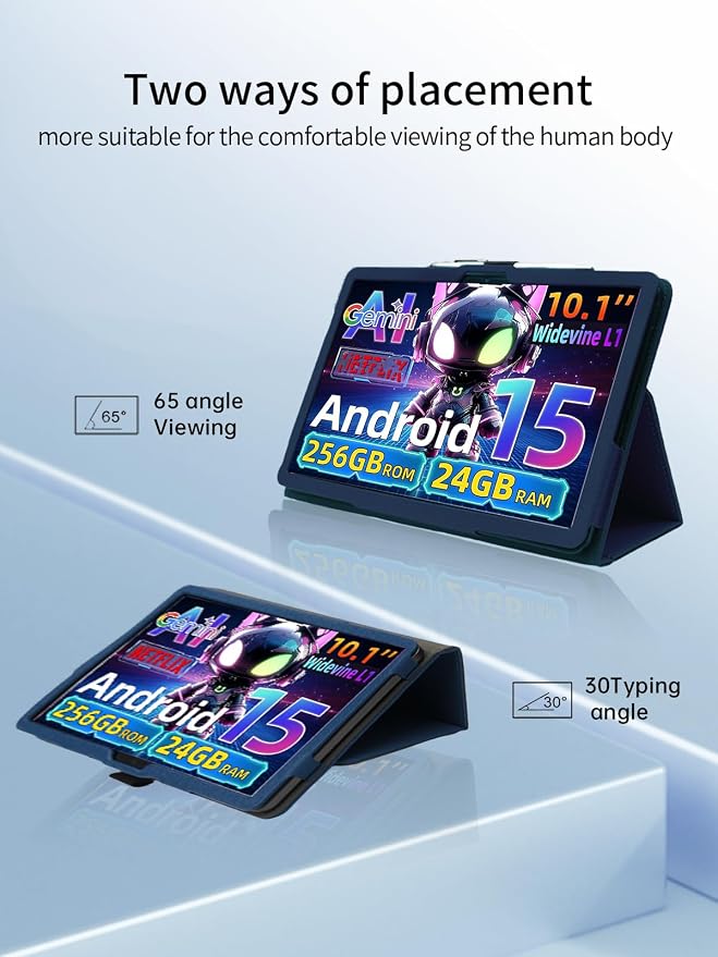 Case for VekfulPC T20 Tablet 10 Inch Android 15 TabletUYRUREL Leather Slim Folding Stand Cover with Hand Strap Magnet for Men Women Full ProtectionBlack.