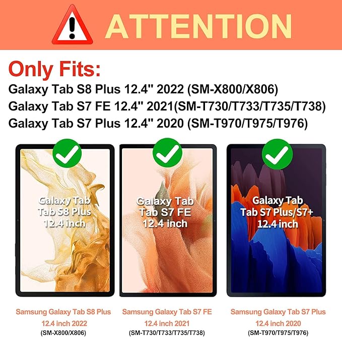 Dteck Wallet Case for Galaxy Tab S10+/S9+/S7 FE/S8+/S7 Plus 12.4 Tablet Premium PU Leather Folding Stand Auto Wake/Sleep Pen Holder Case with Hummingbirds