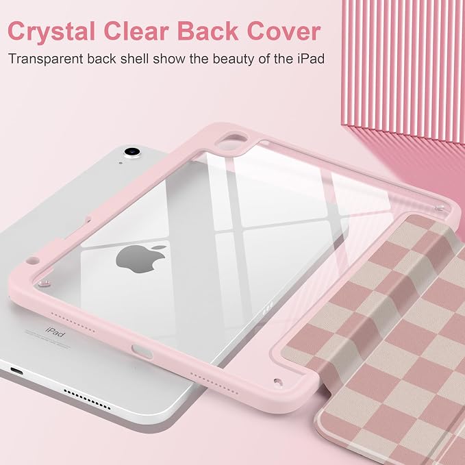 Case for iPad (A16) 11th Generation 11 inch 2025 /iPad 10th Gen 10.9 2022 - Aesthetic Cute Preppy Design Trifold Cover with Soft TPU Bumper Clear Back Auto Sleep/Wake Waves