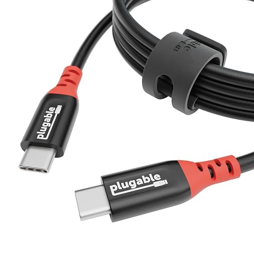 Plugable USB C to USB C Cable Data Blocker Charge Only Cable (2m/6.6ft): 240W Safe Fast Charging for MacBook iPhone 15/16 iPad Galaxy S24 XPS and More USBC Devices (USBC-CC2M)
