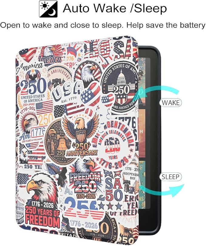 Case for Kindle Paperwhite 12th Gen 2024. Kindle Colorsoft Signature Edition Lightweight PU Leather Protective Cover with Auto Sleep/Wake Hand Strap Baseball