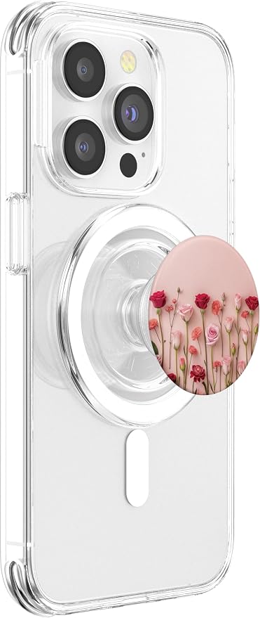 Pink Rose Floral Garden PopSockets PopGrip for MagSafe