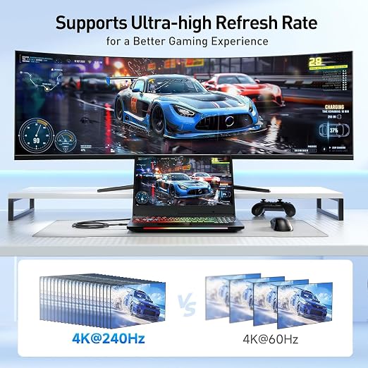 Cable Matters Unidirectional USB C to DisplayPort 1.4 Cable 10ft | 8K@60Hz / 4K@240Hz Not for Portable USB C Monitors Thunderbolt 4 to DisplayPort Cable