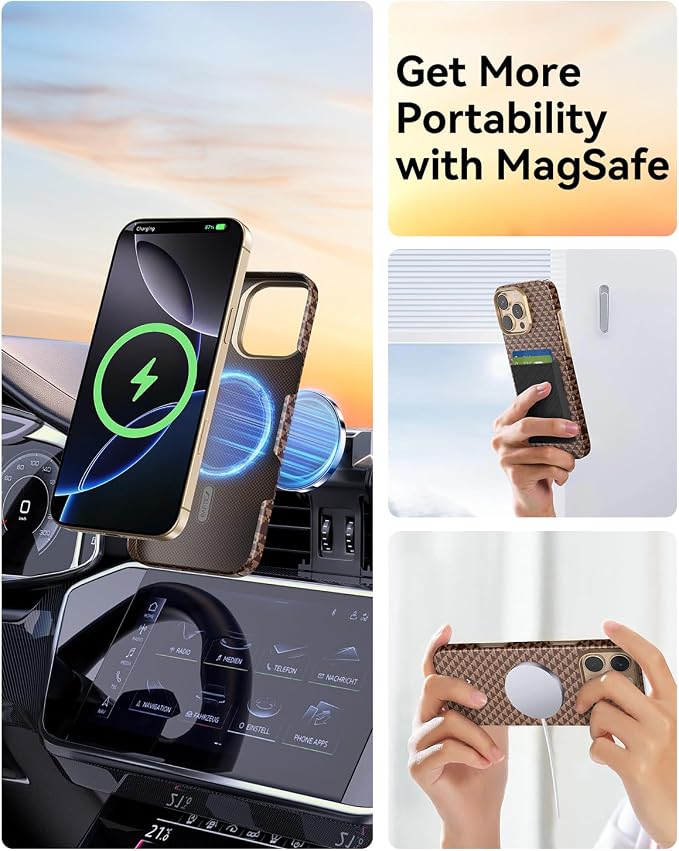RAPTIC Aramid Fiber Case for iPhone 16 Pro Compatible with MagSafe Non-Slip &amp Slim 600D Aramid Fiber [Military Grade Drop Tested] Anti-Scratch Shockproof Protective Case 6.3 inch Black