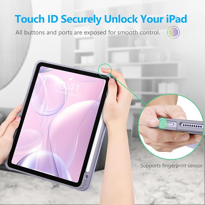 Fintie Slim Case for iPad Air 11-inch &amp iPad Air 5th/4th Generation 10.9 in | Tri-Fold Stand Flexible Soft TPU Back Cover Shockproof Protection Pencil Holder Scratch-Resistant Composition Lil