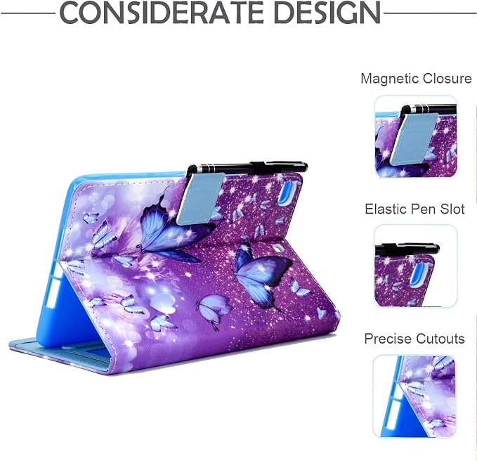 Compatible with iPad 9.7 inch Case/iPad Air 2 Case/iPad Air Case Funut Case for iPad 6th Generation 2018/iPad 5th Generation 2017 Premium Leather Smart Stand Wallet Protective CoverPurple Butterfly