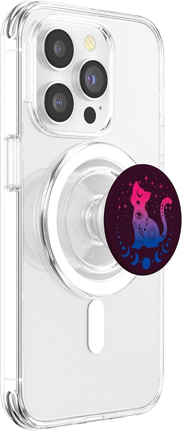 Celestial Bisexual Astrology Cat Colours of Bi Pride Flag PopSockets Adhesive PopGrip