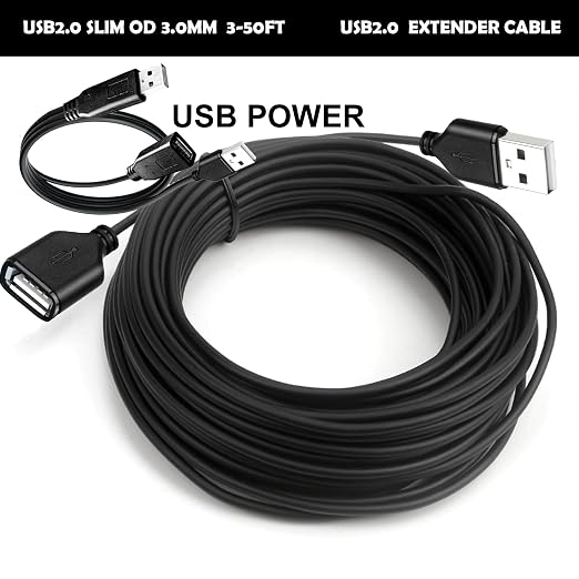 Long USB 2.0 Extension Cable 25FT with PowerLong USB2.0 A Male to FemaleUSB A Cable Extension CordUSB A Data Transfer Extender USB Cable， USB2.0 A Connector for USB Flash Drive/Hard Drive