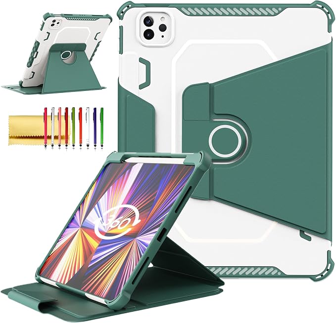 Kids Case for iPad Pro 11 M5/M4 &amp iPad Air 11 (2026/2025/2024) Shockproof Case with Pencil Holder Techcircle Light EVA Foam Handle Stand Bumper Protective Child Friendly Drop Proof Cover Black