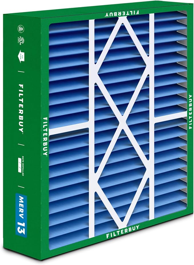 Filterbuy 20x20x5 Air Filter MERV 13 Optimal Smoke & Allergy Defense, Pleated