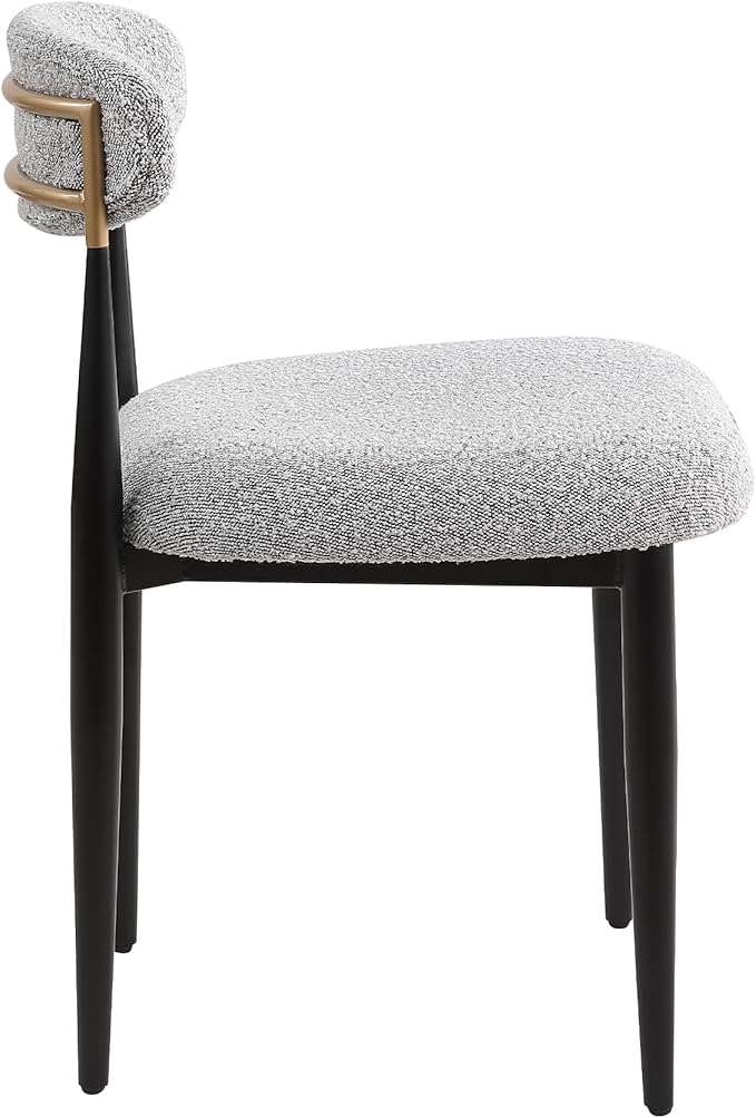 Morden Fort Modern Dining Chairs Set of 2, Boucle Upholstered Side Chairs with Open Back and Metal Frame for Dining Room, Kitchen and Apartment