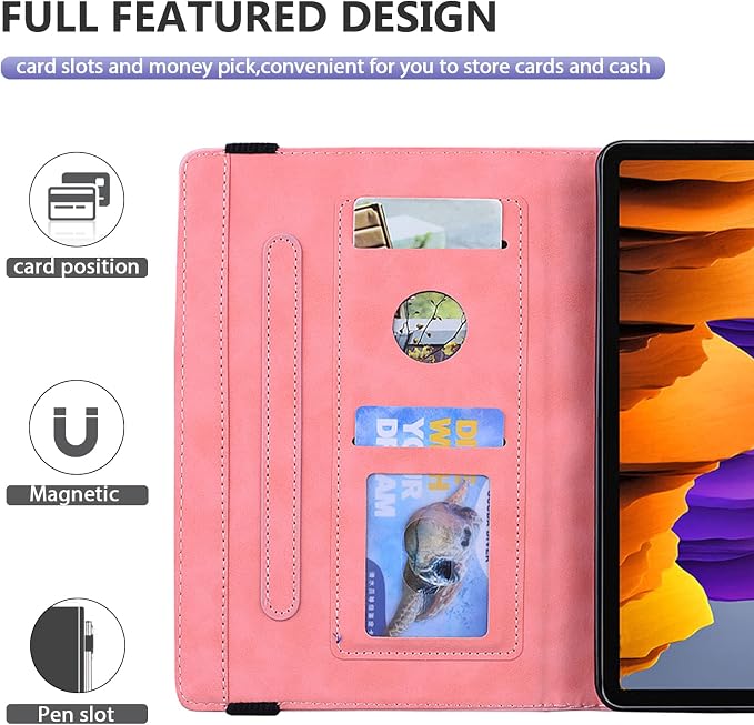 Dteck Case for Samsung Galaxy Tab S9 FE+ Plus 5G Tablet Case 12.4 2023 with Pencil HolderPU Leather Embossed Flower Cat Folio Multi-Angle Viewing Stand Shockproof Protective Tablet 12.4 CoverBlue
