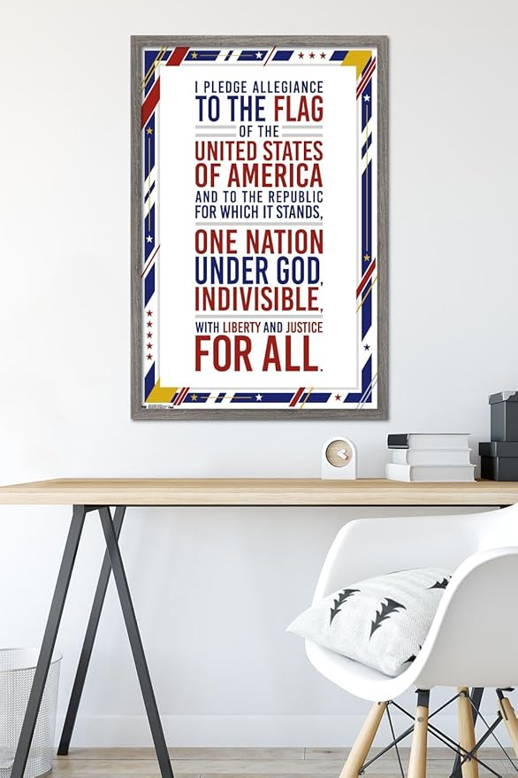 Trends International The United States Of America - Pledge Of Allegiance Wall Poster, 22.375" x 34", Barnwood Framed Version
