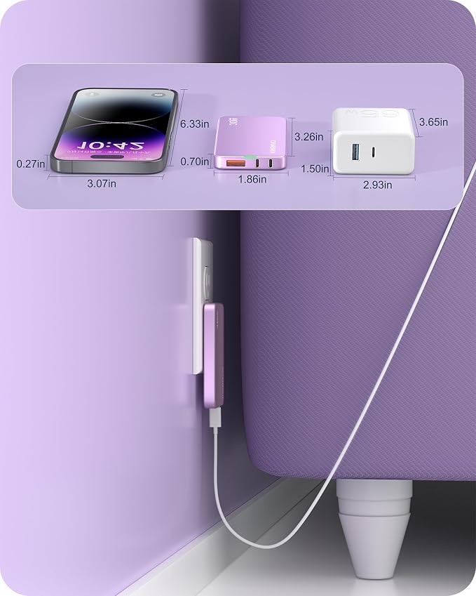 Flat USB Wall Charger 3 Ports Ultra-Slim Fast Wall Charger for Pixelbook iPad Pro iPhone 17/16/15/14 Black
